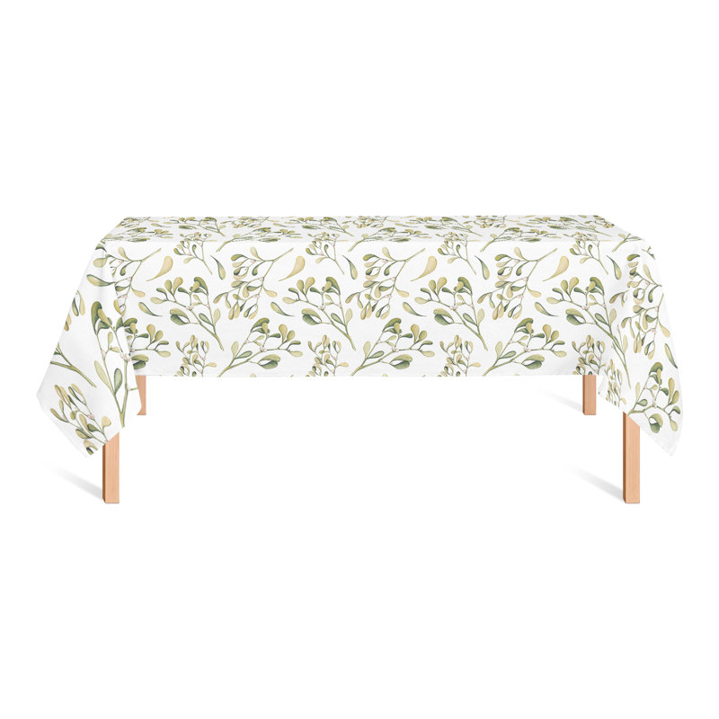 Nappe rectangulaire en polyester floral, Blanc