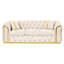90,6 pouces velours beige, 3 places avec 2 coussins, accents en acier inoxydable doré, canapé de luxe moderne, beige, style-277068146