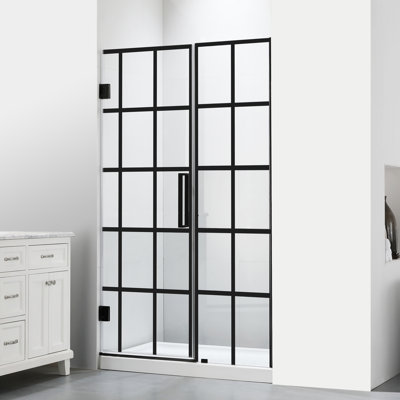 Cyrus 48" W x 72" H Hinged Semi-Frameless Shower Door with Heat Soaking Process and Protective Coate Treatment