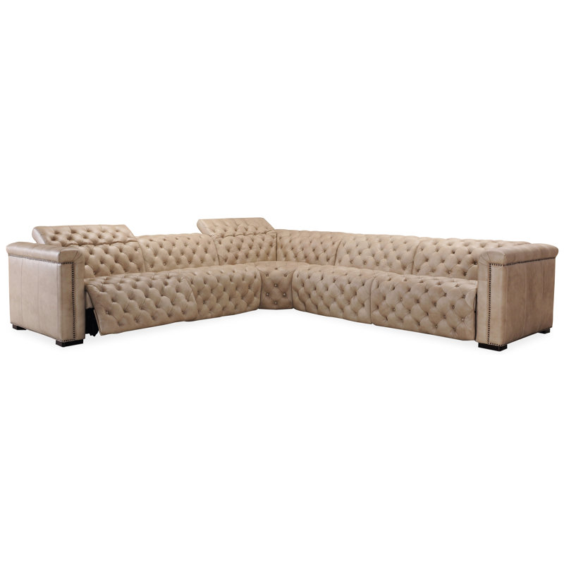 Canapé modulaire 5 pièces avec inclinaison électrique Savion Grandier, Taupe