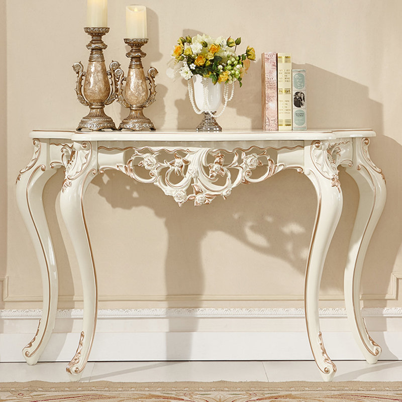 Table de véranda moderne et simple en bois massif., H 33 po x l 47,2 po x P 18 po, Blanc