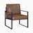 Daquan 24.5'' Modern & Contemporary Accent Chair with Faux Leather Upholstery, Exposed Metal Frame, Loose Back Cushion-2007974500
