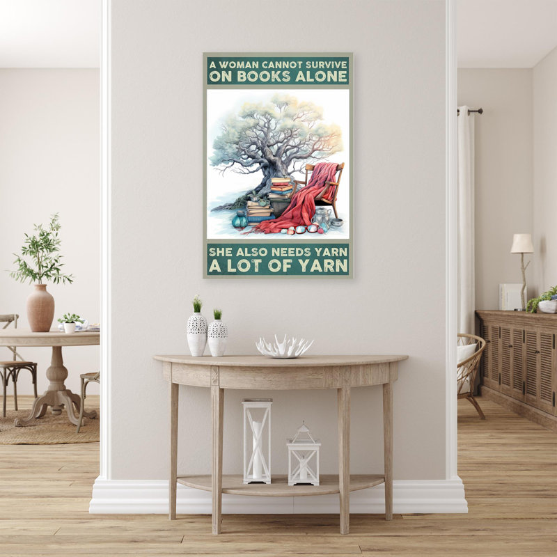 She She Needs Yarn - 1 pièce, reproduction d'art graphique sur toile tendue, H 14 po x l 11 po x P 1,25 po