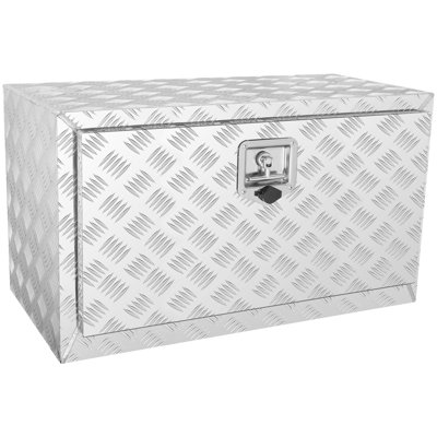 Underbody Truck Box, 30"×14"×16" Pickup Storage Box, Heavy Duty Aluminum Diamond Plate Tool Box with Lock and Keys, Waterproof Trailer Storage Box with T-Handle Latch for Truck, Van, Trailer | 31.10" x 15.75" x 17.52"
