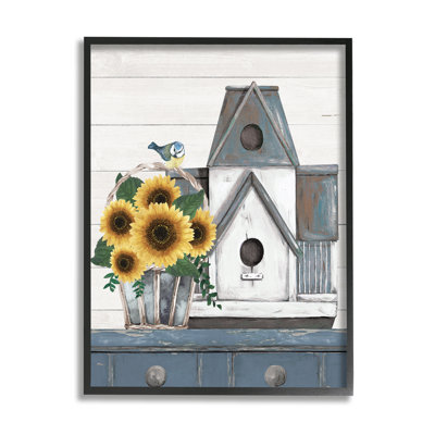 " Country Counter Birdhouse Sunflower Traditional Still Life "