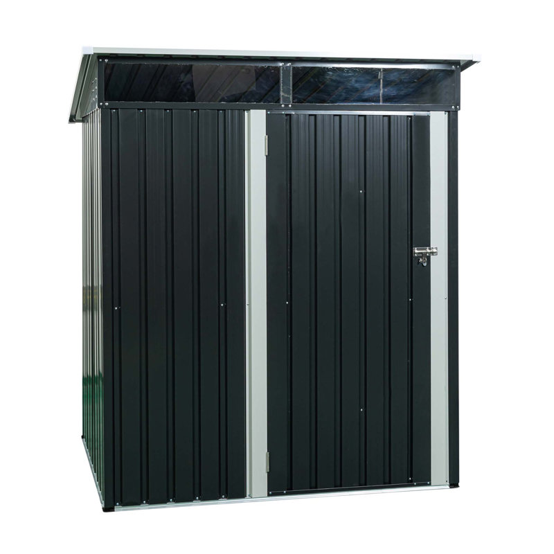 5Ft X 3Ft Outdoor Metal Storage Shed Transparent Plate, Black