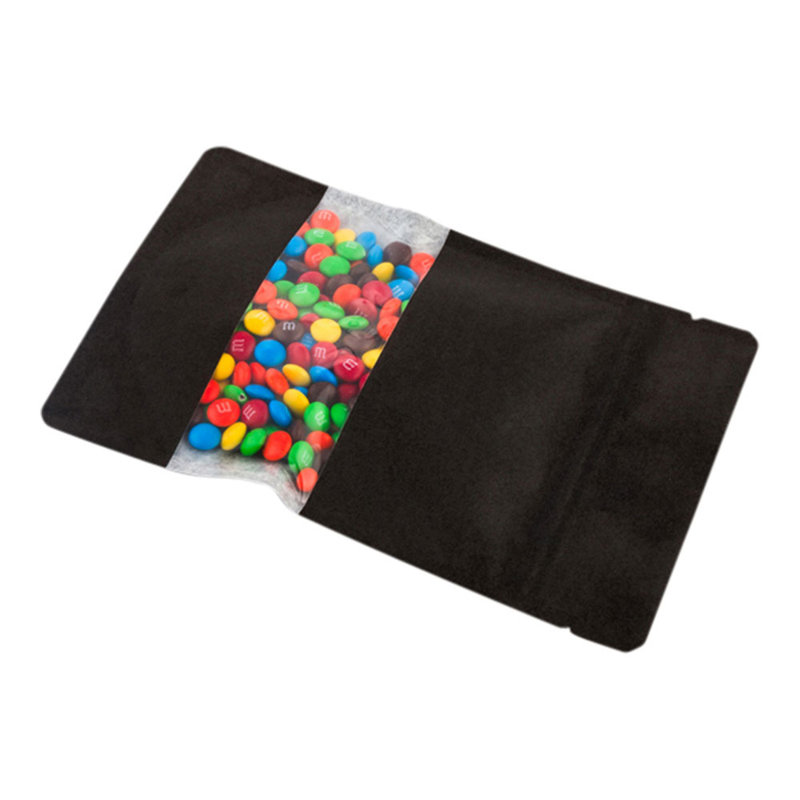 Bag Tek Rectangle White Plastic Small Window Bag - Heat Sealable - 7" X 4 3/4" X 1 1/2" - 100 Count Box, Black