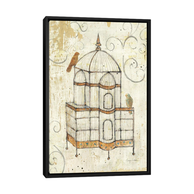 Impression sur toile Birdcage, H 26 po x l 18 po x P 1,5 po, Toile avec cadre noir, Pas de tapis