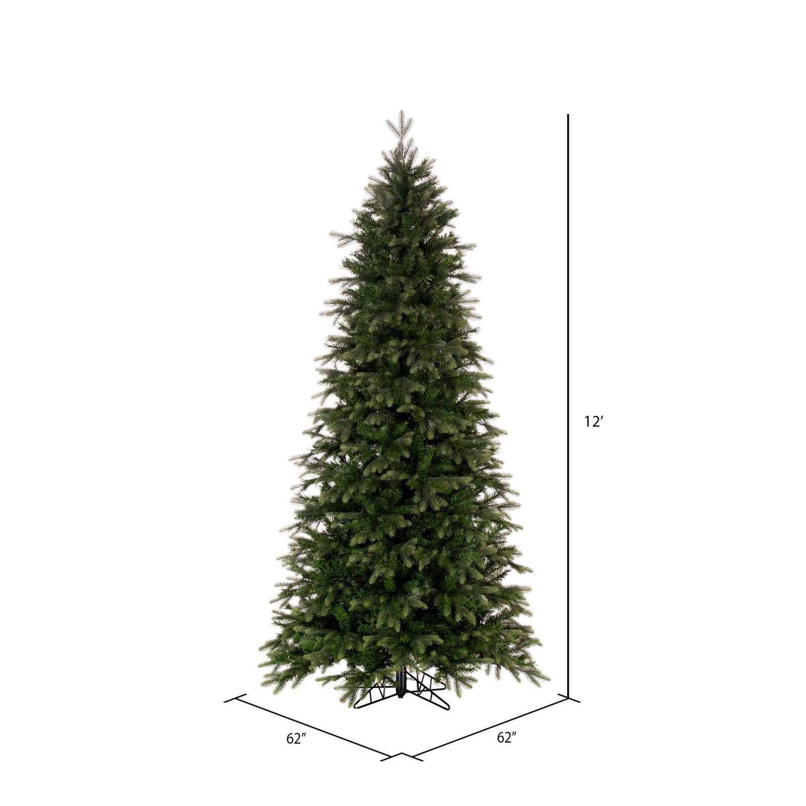 Slim Cashmere Flocked Pine Christmas Tree, 12 ft