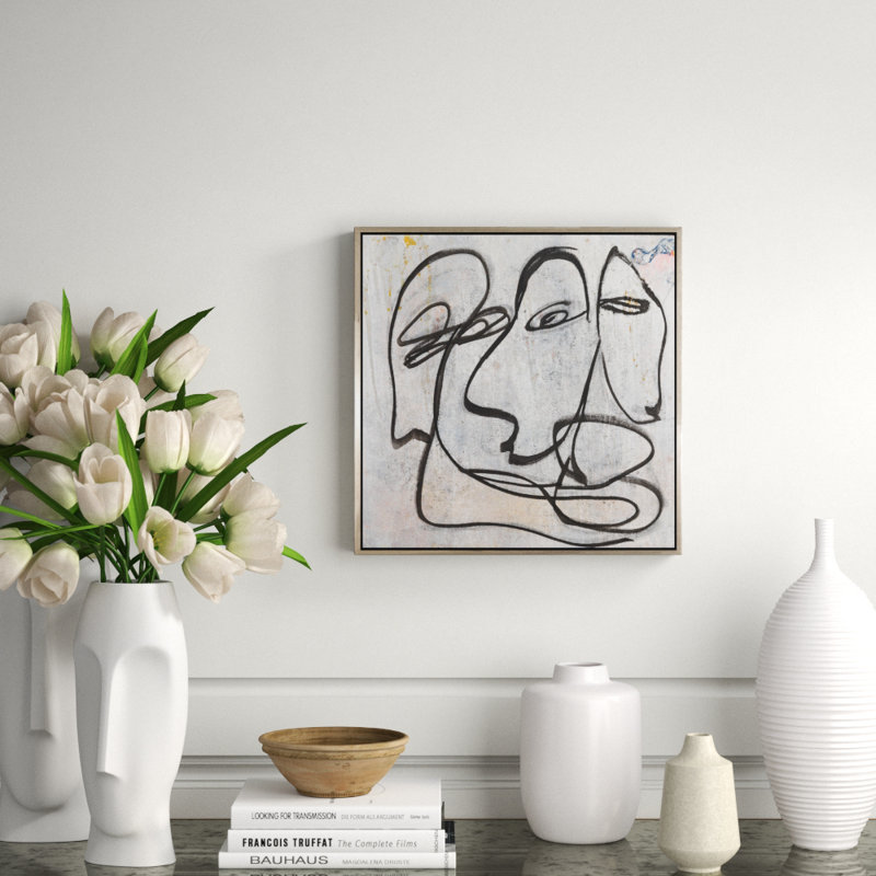 Faces Of Life III Painting, Silver Framed, 24" H x 24" W
