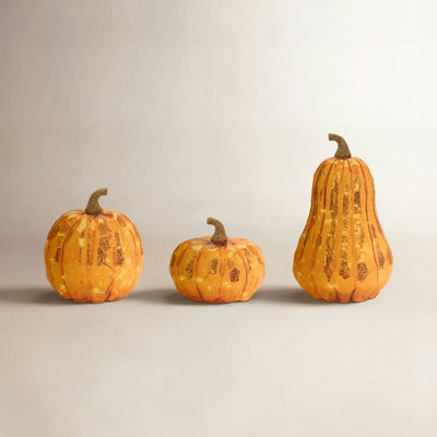 Lighted Mercury Glass Pumpkin Holiday Accent