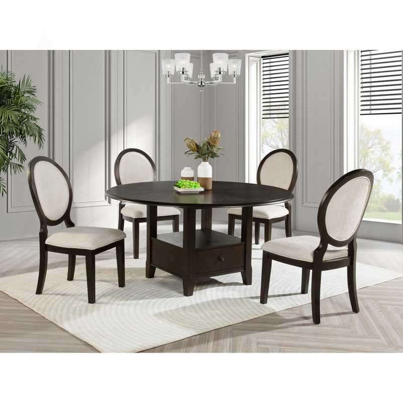 Dark Cocoa 5-piece Round Dining Table Set