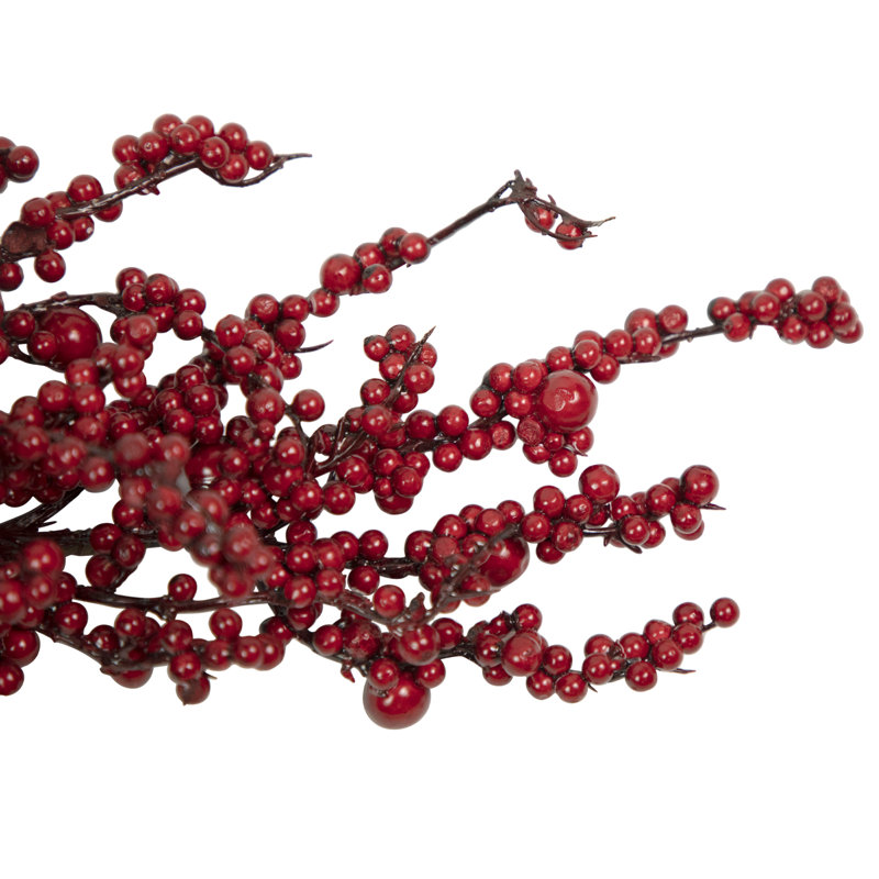 Ornement de Noël 24 po avec baies rouges artificielles - non éclairé