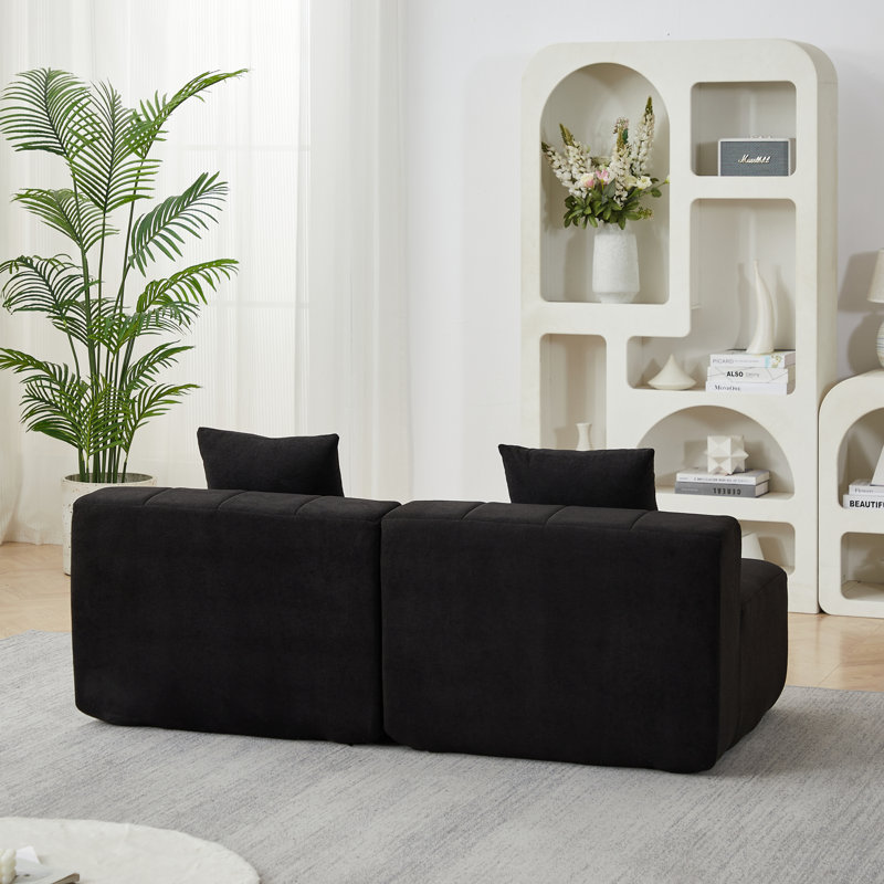 Canapé incurvé moderne à 6 places en chenille noire