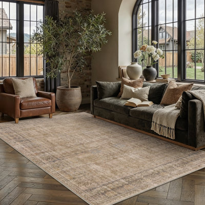 Tapis lavable rétro pour salon Ezra