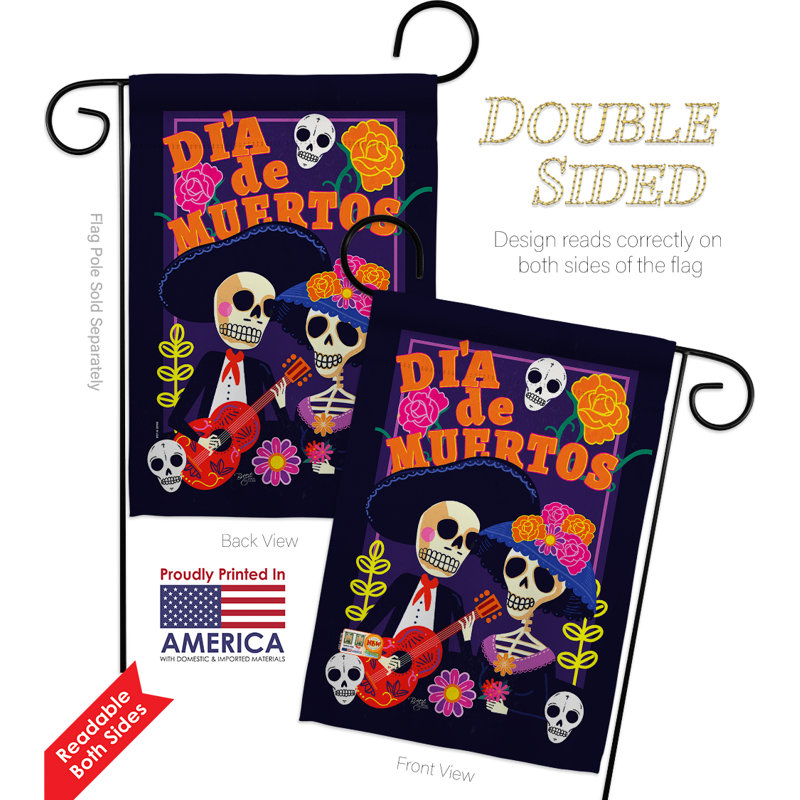 Double Sided 18.5'' H x 13'' W Polyester Day Of The Dead Flag Set