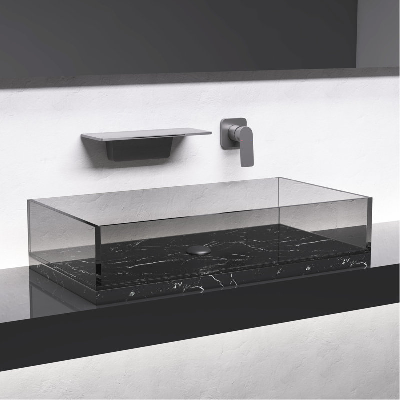 Robinet cascade de salle de bain Gunmetal - matériau laiton, installation, simple pour une utilisation facile dans la construction, une salle de bain moderne, contrôle