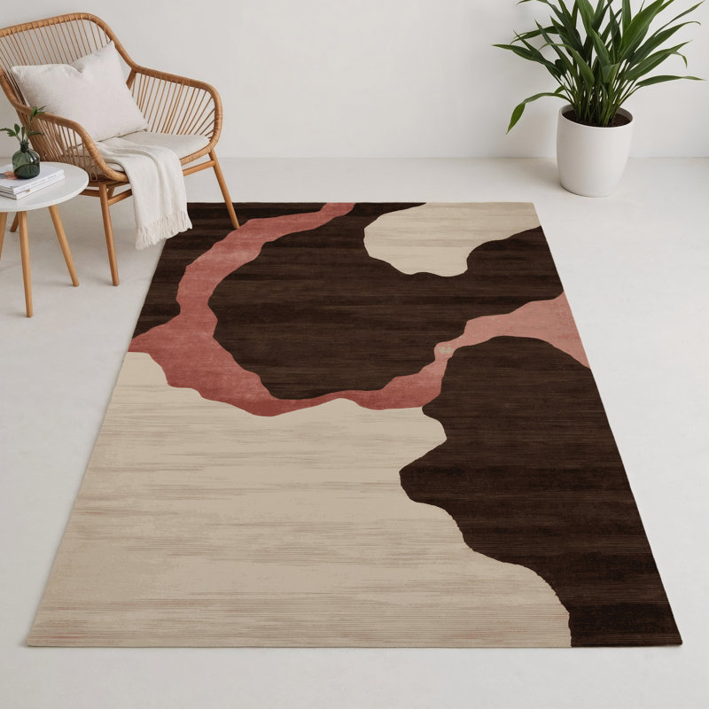 Tapis intérieur et extérieur noir Watercolor, Rectangulaire 3 pi x 5 pi