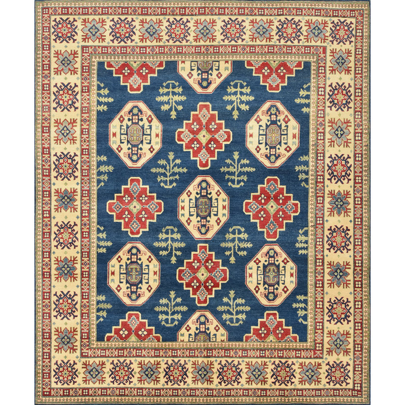 Tapis oriental en laine noué à la main bleu Nabeel