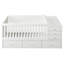 Lit de bébé convertible en lit de jour avec tiroirs, lit de bébé 2 en 1 avec garde-corps en bois, table à langer et tiroirs de rangement, compatible avec les matelas standard pour tout-petits américains, lit pour tout-petit avec barrière de sécurité, blanc