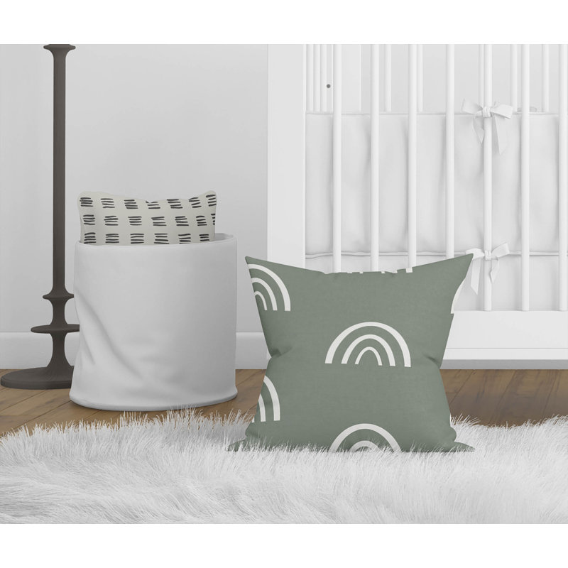 Coussin Plain Bows, H 16 po x l 16 po, Vert/Ivoire