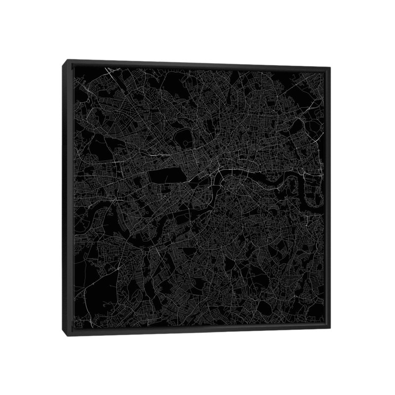 « paris routes », impression sur toile tendue, H 18 po x l 18 po x P 1,5 po, Toile avec cadre noir, Pas de tapis