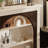 Beige + Black Solid Wood Freestanding Fireplace