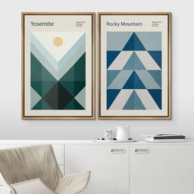Art classique, blocs de couleurs, impression sur toile encadrée, ensemble géométrique, parc national des montagnes Rocheuses, illustrations de formes abstraites, art moderne décoratif pour le salon, la chambre à coucher, le bureau