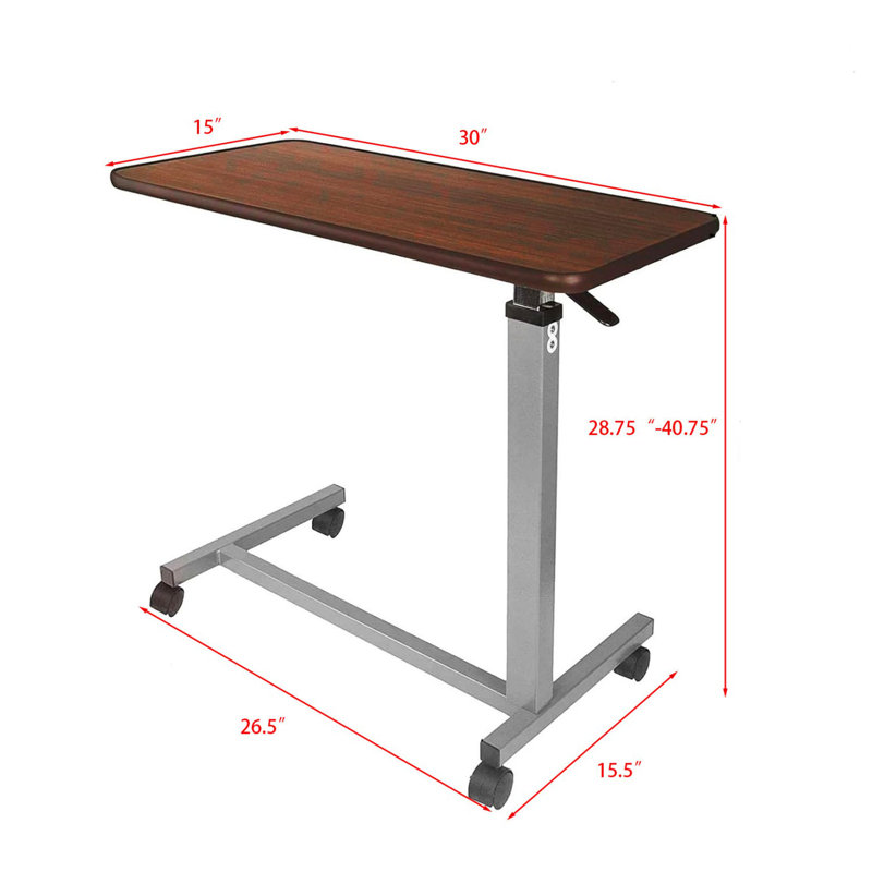 Adjustable Overbed Bedside Table With Wheels