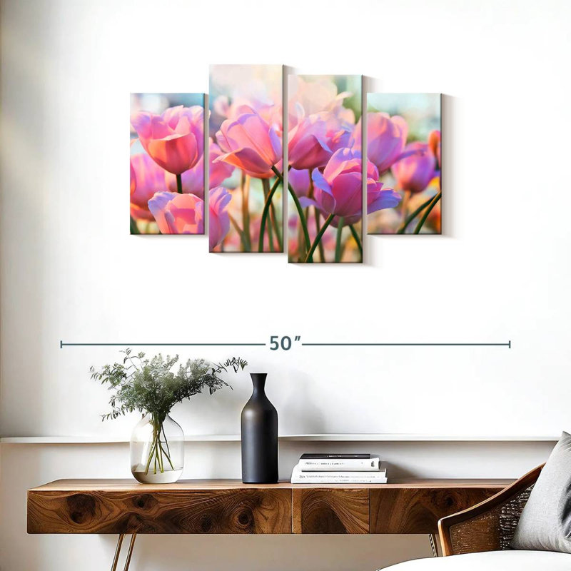Harnek, belles tulipes roses, H 22 po x l 36 po