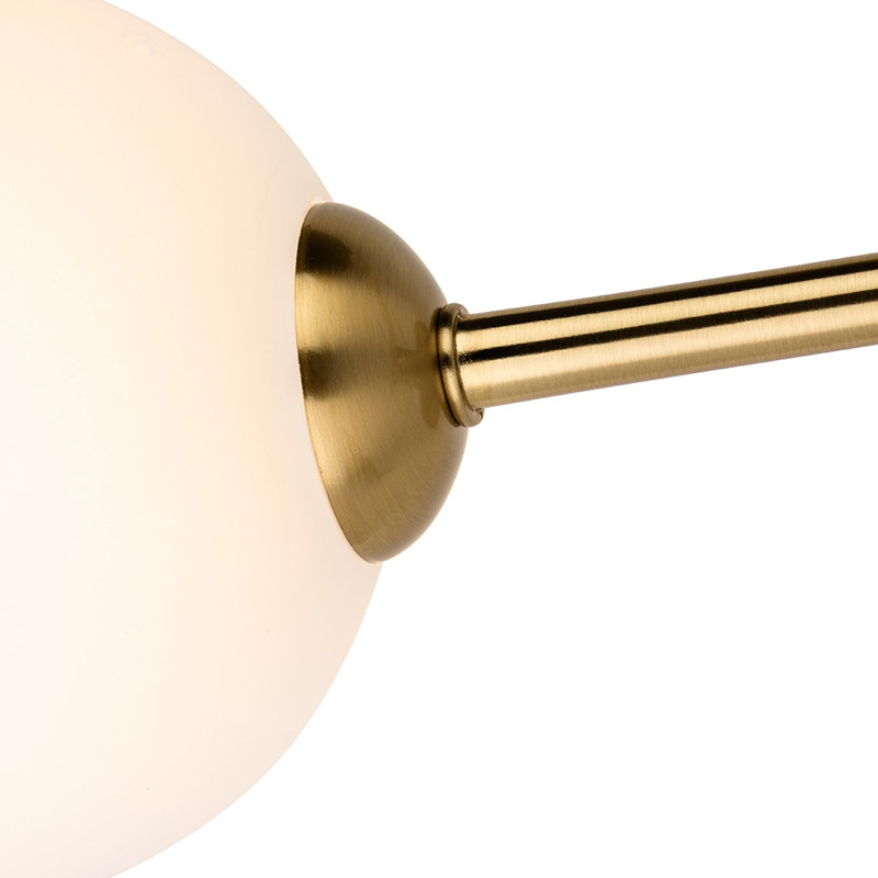 Glass Flush Mount, Brushed Brass, 6, Opal White