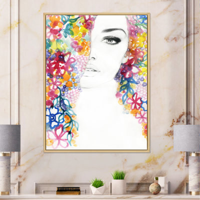 Art floral sur toile, Portrait de femme floral III