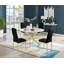 Tierra Modern Marble Effect and Chrome Metal 4 Seat Dining Table Set - Luxury Velvet Dining Chairs-88388994-88388995-88389003