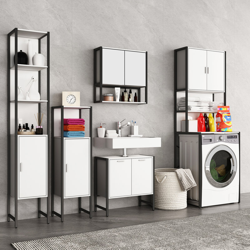 Qamar Stainless Steel Bathroom Cabinet, White