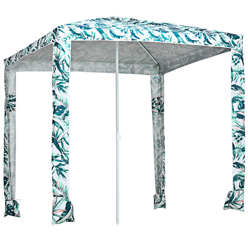 Parasol Outsunny Quick Beach Cabana avec sacs de sable et sac de transport