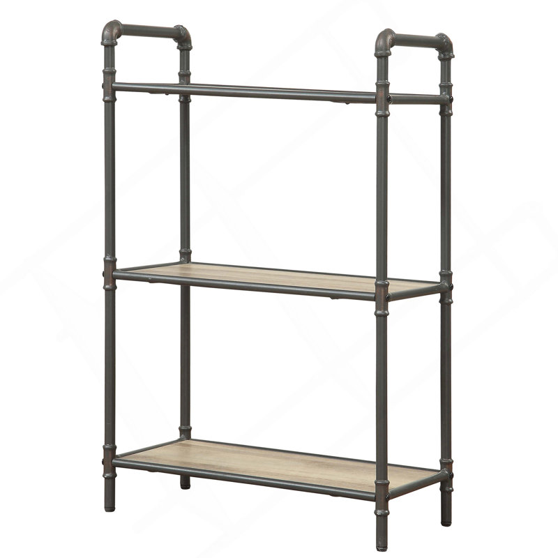 Bibliothèque à 3 niveaux en chêne antique et gris sable