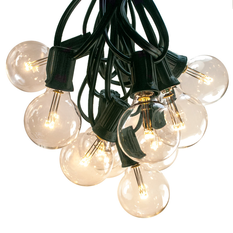 Outdoor Plug-in Globe String Light, Green, 100 ft.