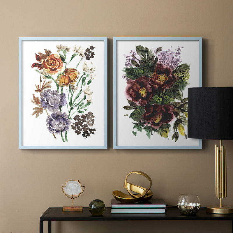 «Garden Bouquets I», reproduction encadrée de qualité supérieure - prête à être accrochée - aucun clou requis - aucun clou requis