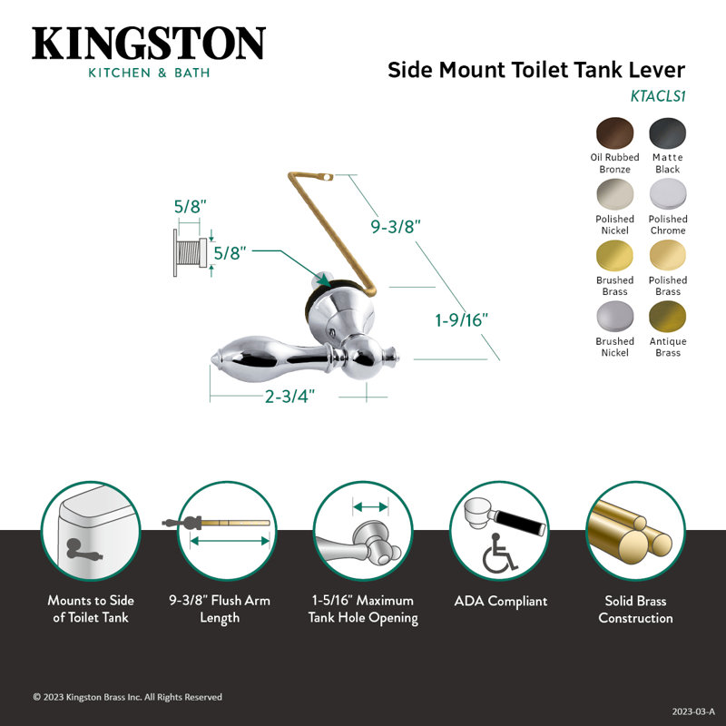 Kingston Brass American Classic Side Mount Toilet Tank Lever, Antique Brass