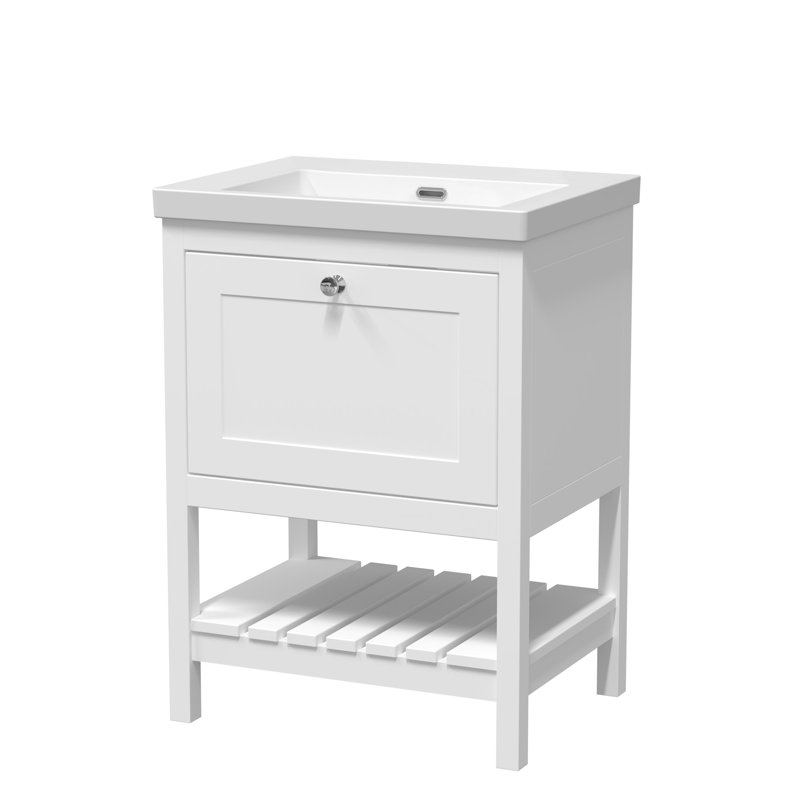 Old London Bexley 600mm Fern Green 1 Drawer Floor Standing Vanity Unit, Fern Green, 61.3cm W