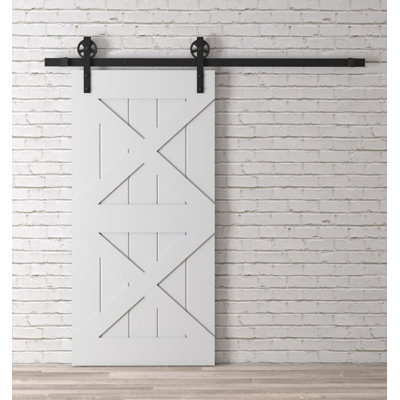 40'' x 83'' Solid Wood Paneled Painted without Installation Hardware Kit Barn Door