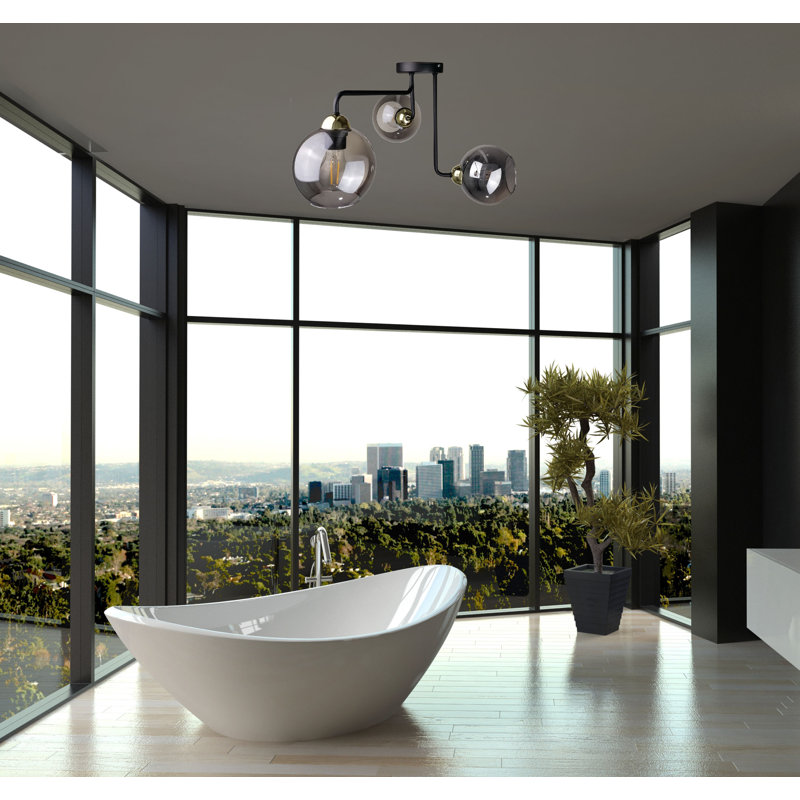 Cottleville Glass Semi Flush Mount, Black/Gold
