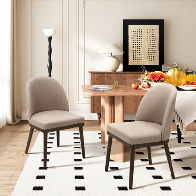 Wide Cushioned Solid Wood Dining Chairs