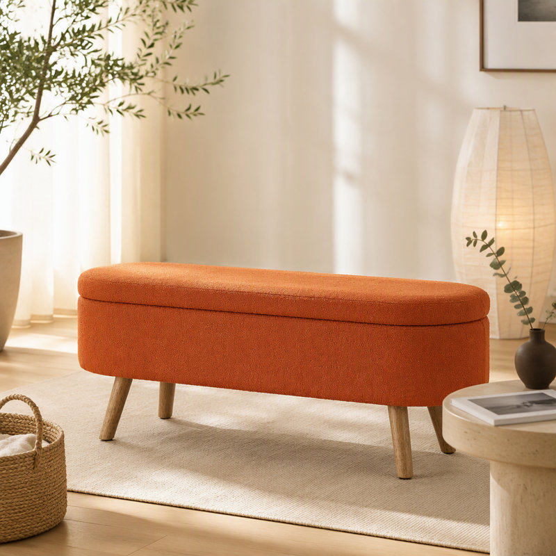 Banc de rangement avec repose-pieds ovale Luxury, Orange, Orange