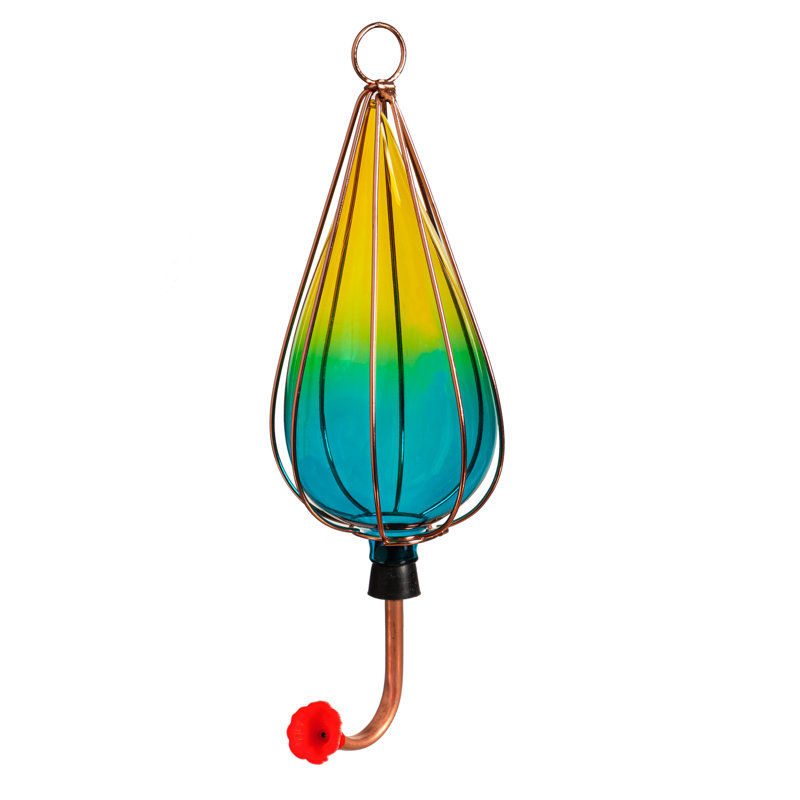 Lemelin Glass Hanging Hummingbird Feeder