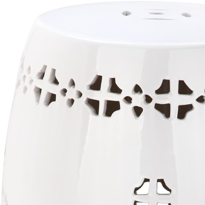 Tabouret de jardin en céramique Iowa Park, Blanc