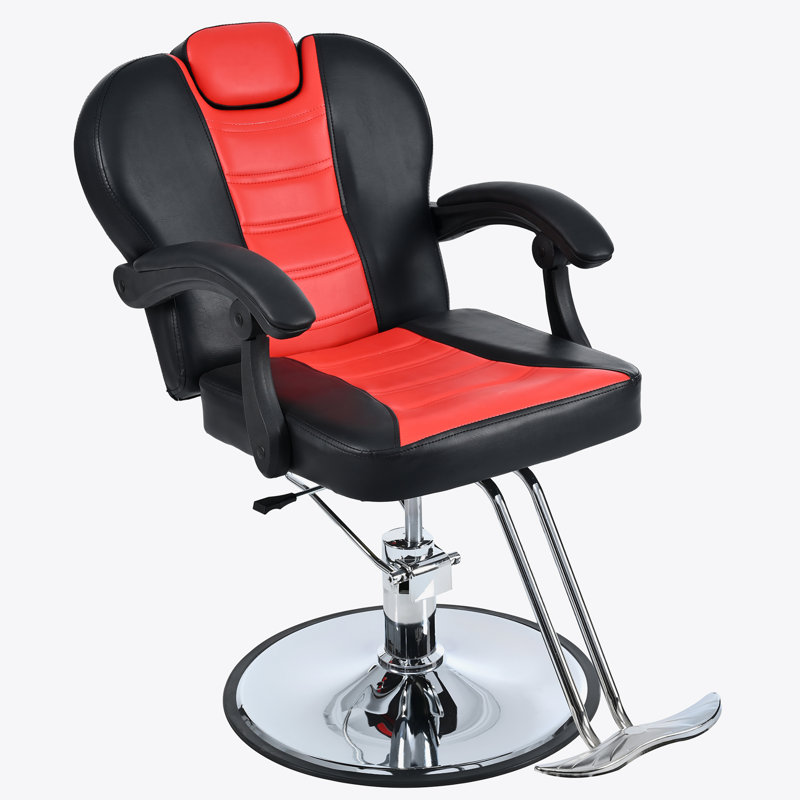 Elsing Faux Leather Massage Chair, Red Faux Leather