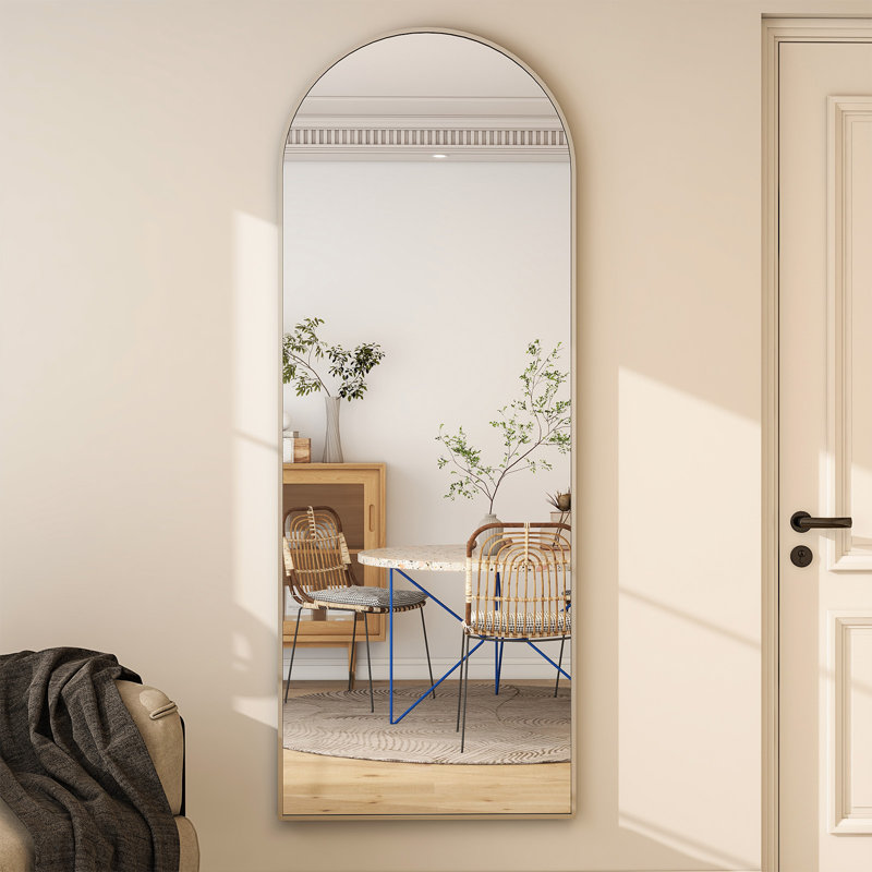 Aluminum Alloy Framed Full Length Mirror with Stand Large Wall Mirror, 177.8cm H x 66cm W, Silver