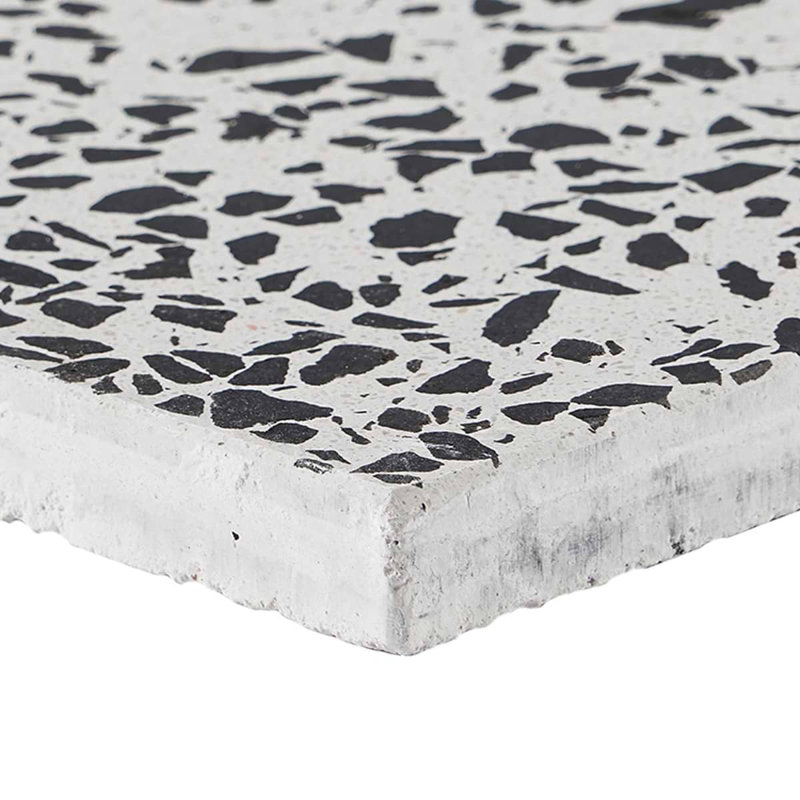 True Terrazzo 16x16 Polished Terrazzo Tile, Tinos Black/White