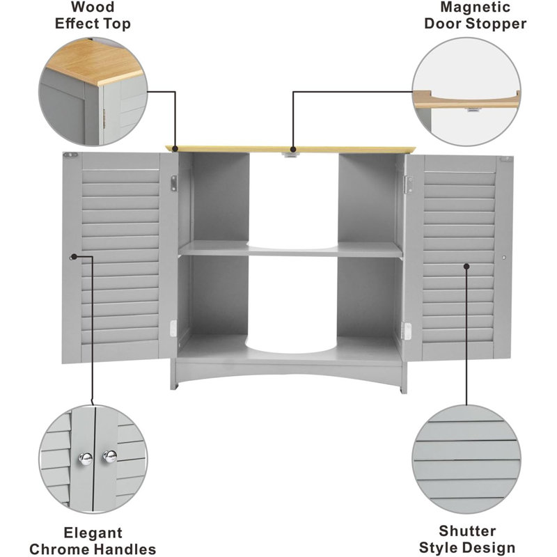 60cm Bathroom Vanity Base Only, White